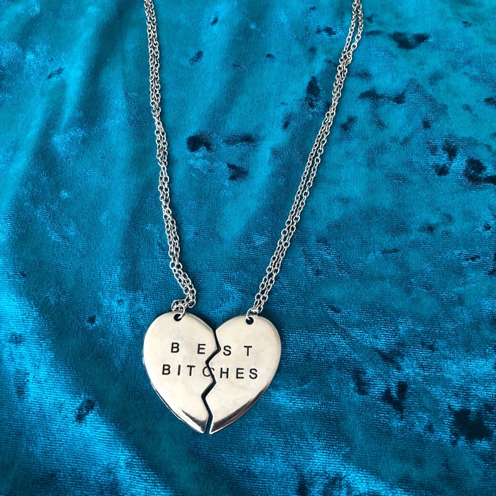 Best Bitches BFF Broken Heart Set Silver
